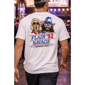RSVLTS Men White Ric Flair '92 Randy Savage WWE Graphic T Shirt XL Cotton Blend